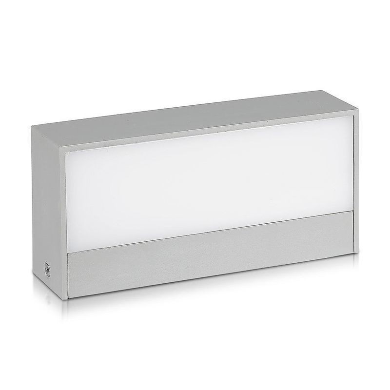 Aplique LED V-TAC Retangular Cinza 12W Luz Quente (3000K) IP65