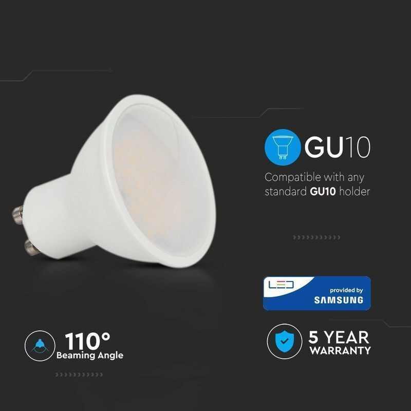 Lâmpada LED V-TAC PRO GU10 Plástico 4.5W Luz Natural (4000K) 110º