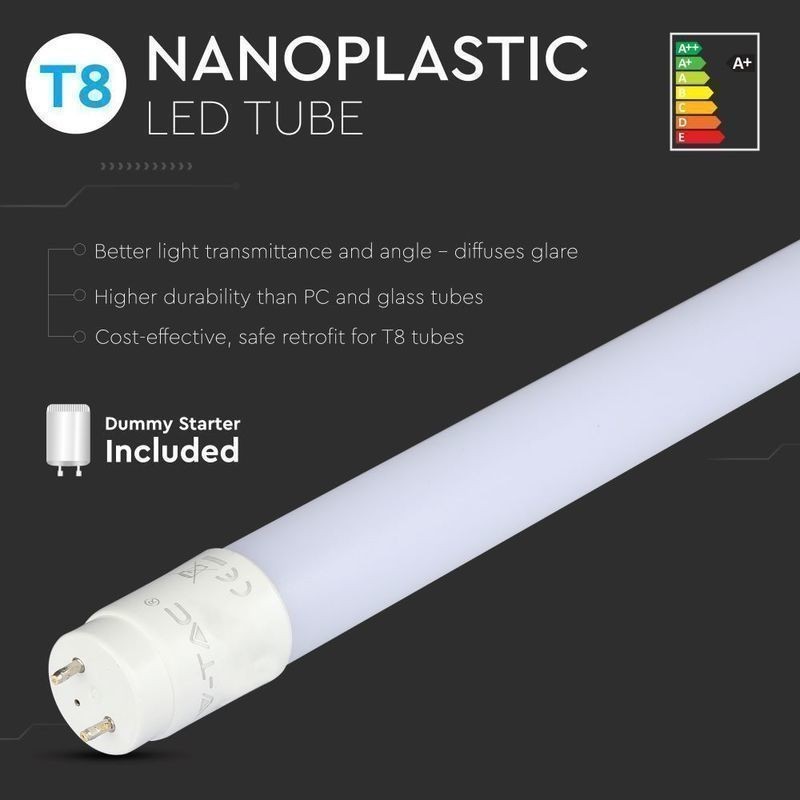 Tubo LED V-TAC T8 Plástico 9W 60cm Luz Natural (4000K)
