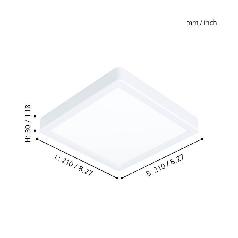Painel LED EGLO Fueva 5 17W Quadrado Branco Luz Natural (4000K)