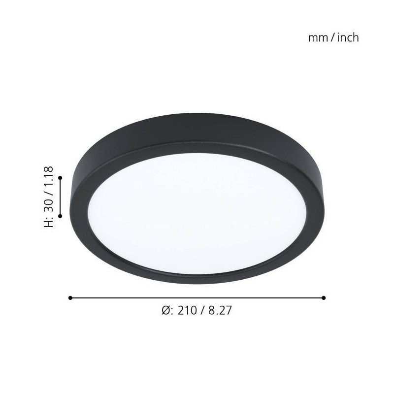 Painel LED Saliente EGLO Fueva 5 17W Redondo Preto Luz Natural (4000K)