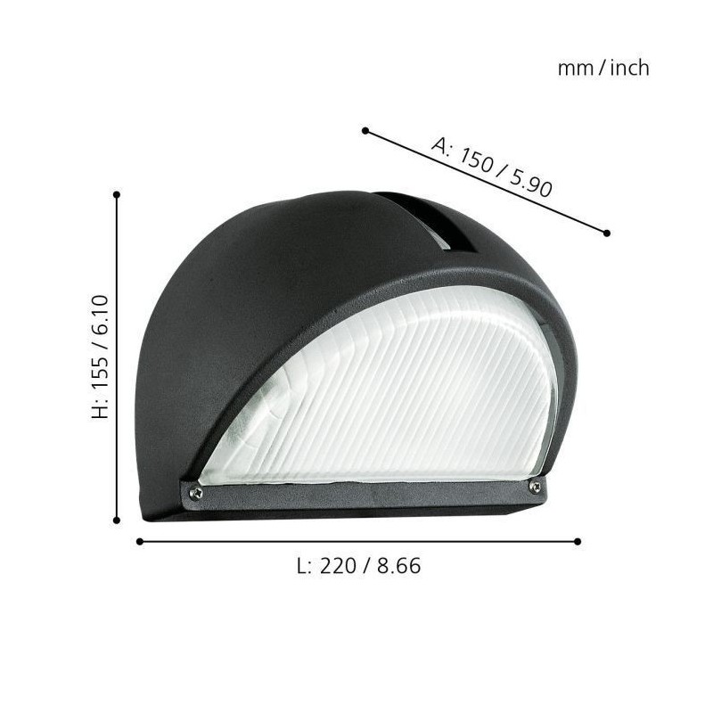 Aplique LED de Parede EGLO ONJA Preto E27 IP44