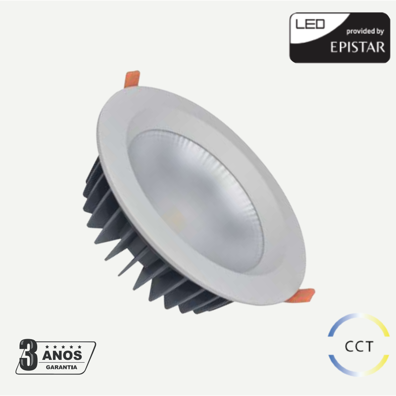 Downlight LED LUMIARC COB VINER 40W Redondo Branco CCT3 (3000K-6000K)