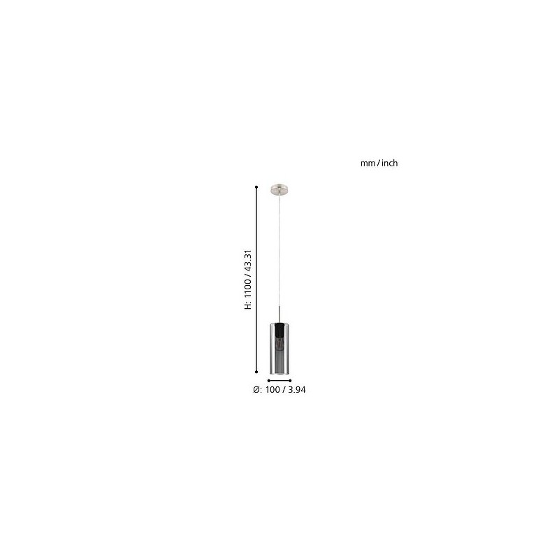 Candeeiro Suspenso SELVINO Preto-Transparente E27