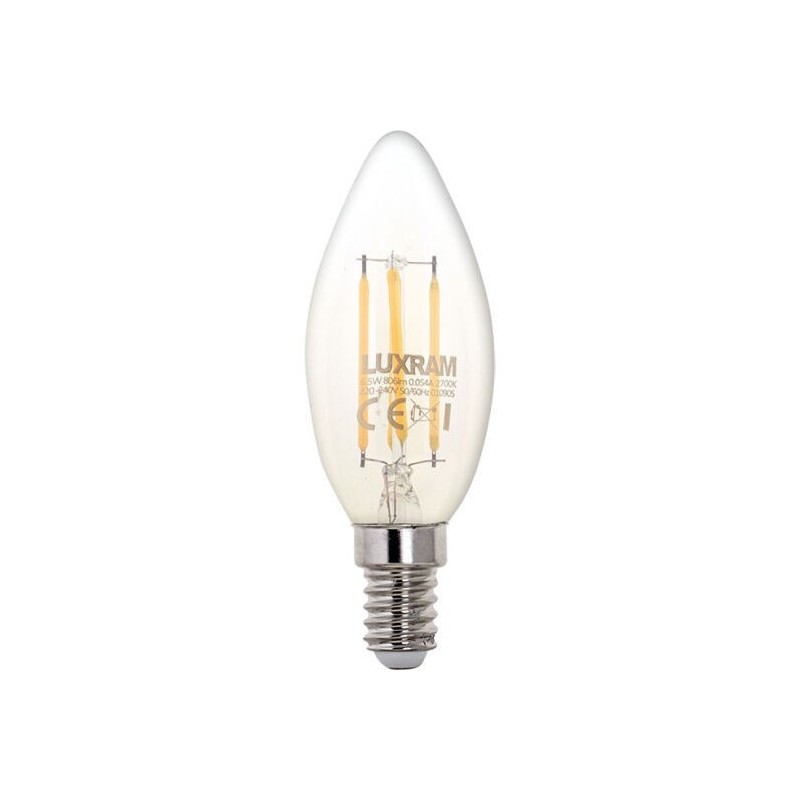 Lâmpada LED LUXRAM E14 Chama Filamento 6.5W Luz Quente (2700K)