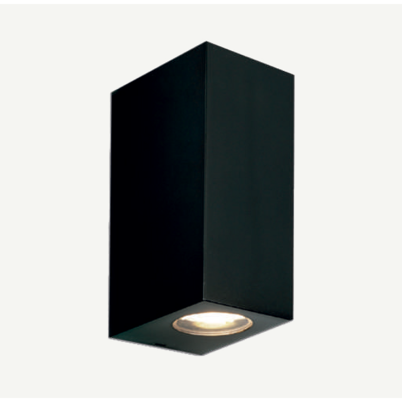 Aplique de Parede MAXLED Policarbonato Retangular Preto para 2x GU10