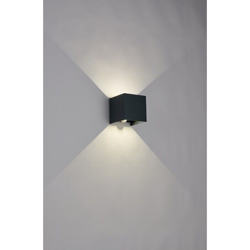 Aplique LED MLUX Cubo C/ SENSOR Preto 4000K 10W IP65