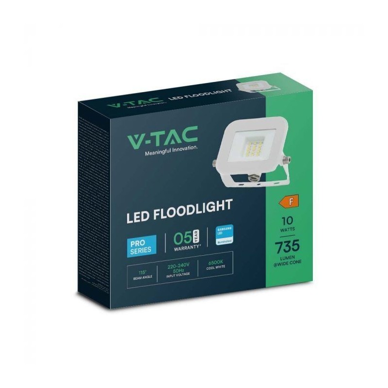 Projetor LED V-TAC PRO Slim SMD 10W Branco Luz Natural (4000K)