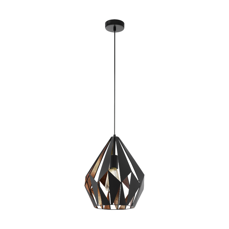 Candeeiro Suspenso EGLO Carlton 1 Ø310 mm Preto Cobre E27
