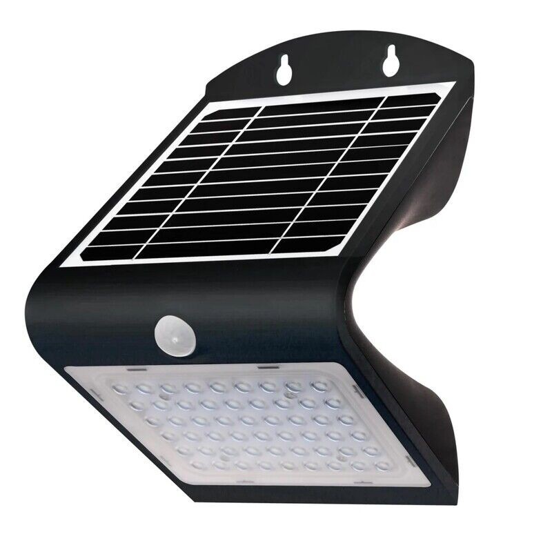 Aplique LED de Parede Solar Preto c/ Sensor Movimento LUXTAR 4W Luz Natural (4000K)