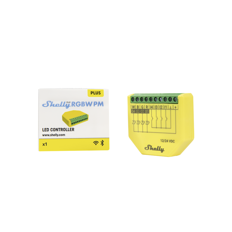 Shelly Plus RGBW PM - Módulo Controlador WIFI para Fita LED 12/24V 4A/CH