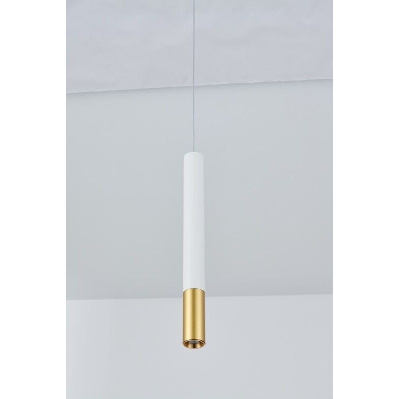 Candeeiro Suspenso MLUX PENCIL Branco/Dourado Mate 5W Luz Quente (3000K)