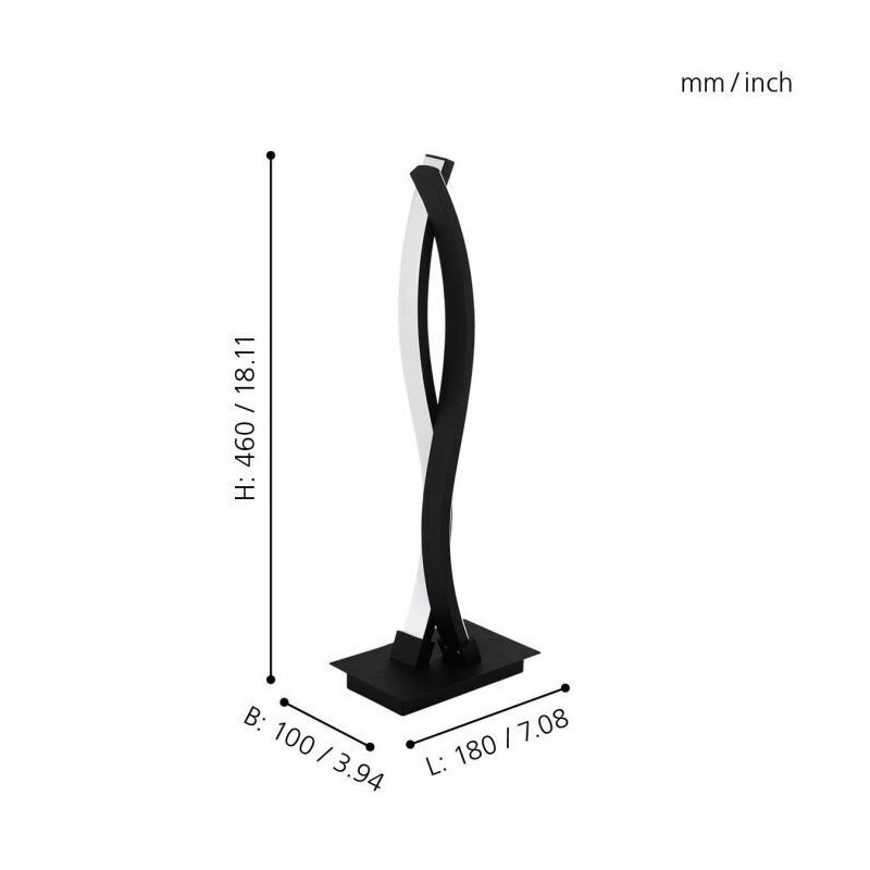 Candeeiro de Mesa LED EGLO LASANA 3 Preto 11.5W 3000K