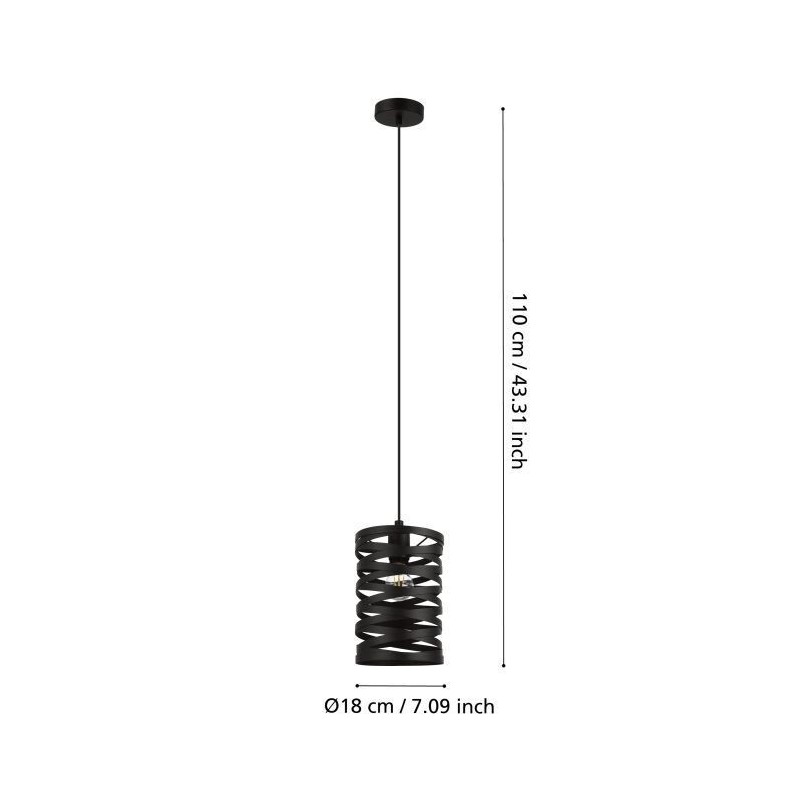 Candeeiro Suspenso EGLO CREMELLA Preto E27