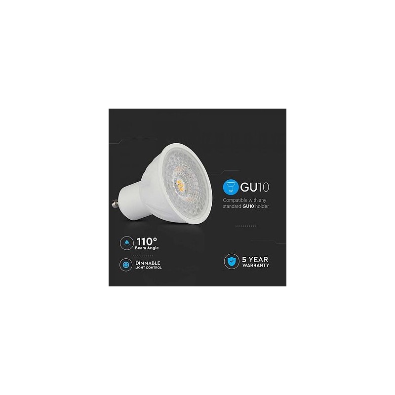Lâmpada LED V-TAC PRO GU10 Plástico 6W Luz Natural (4000K) 110º Dimável
