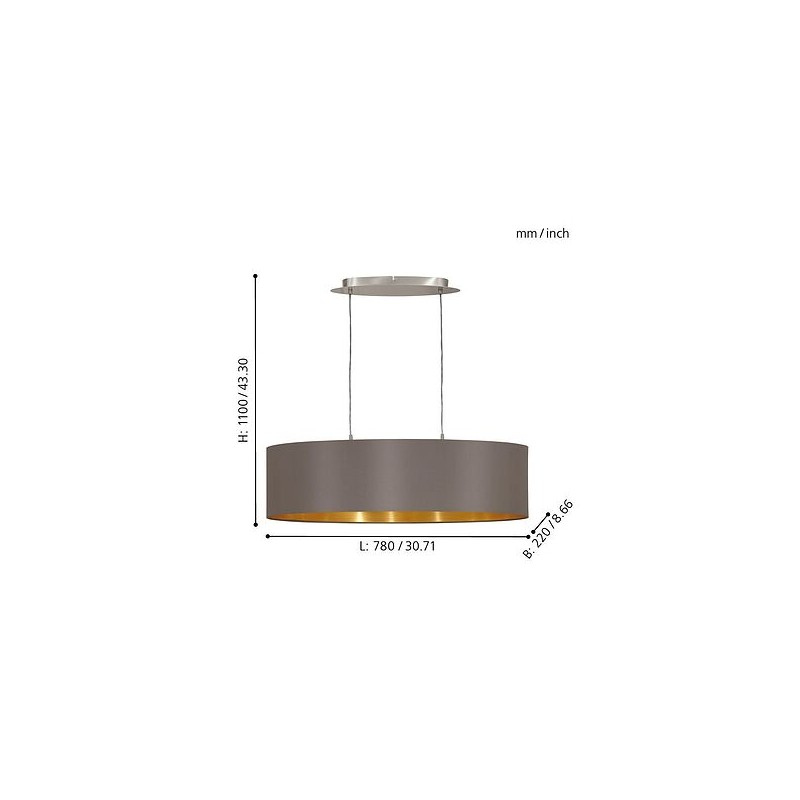 Candeeiro Suspenso EGLO Maserlo Cappuccino/Ouro E27