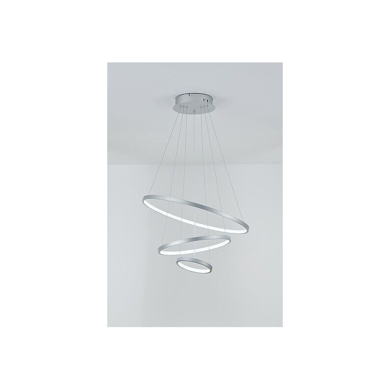 Candeeiro Suspenso LED MLUX ORBITA 114W Prateado 80cm Luz Quente (3000K)
