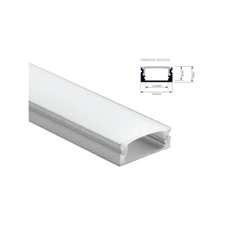 Perfil de Alumínio Saliente c/ Difusor Opalino 2M SLIGHTING ESL9003