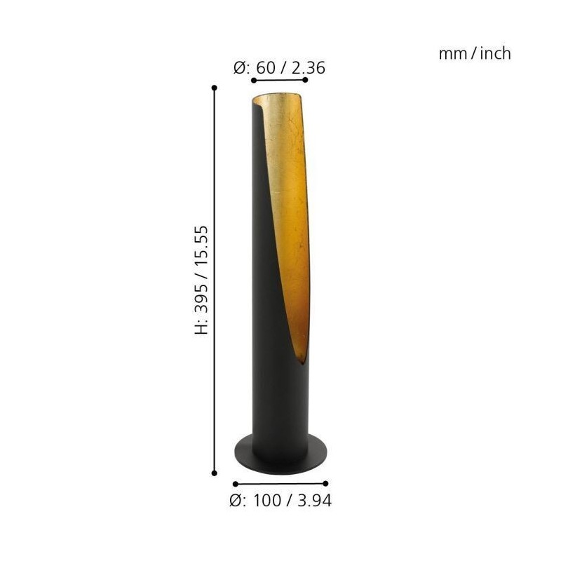 Candeeiro de Mesa EGLO BARBOTTO Preto-Ouro GU10