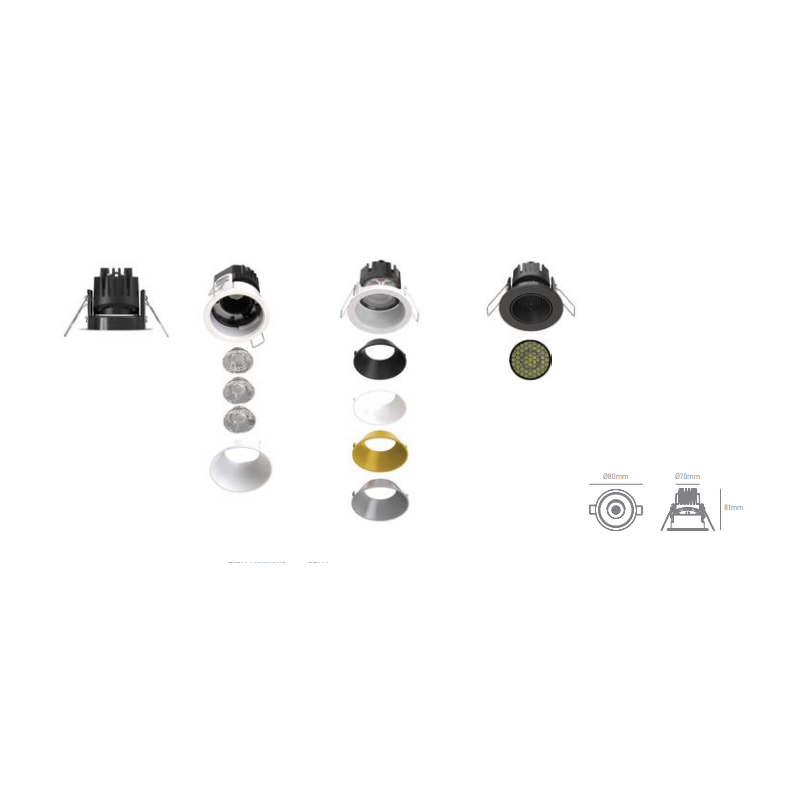 Lente 60º para Downlight LED ARON BEN 10W Redondo CCT3 (3000K-6500K)