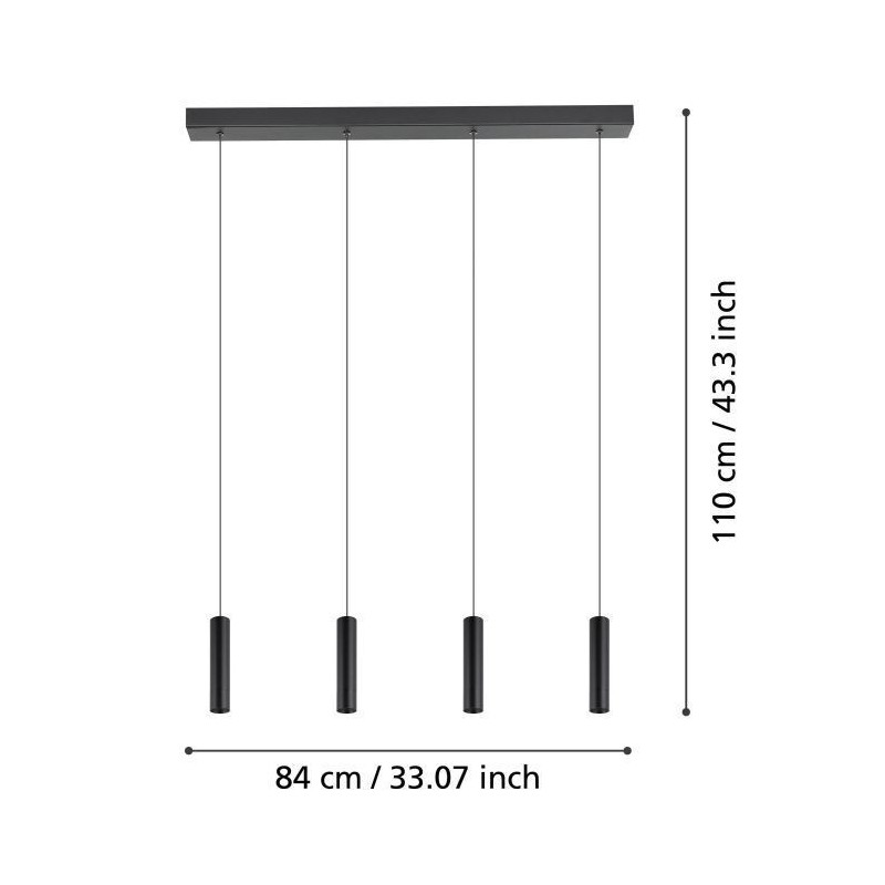 Candeeiro Suspenso LED EGLO ALMUDAINA 4x5.4W Luz Quente (3000K)